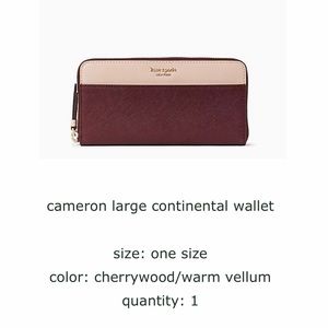 Kate Spade CAMERON SAFFIANO LEATHER Zip Wallet NWT